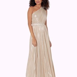 The GODDESS Dress from BCBG Maxazria in iridescent nude - large